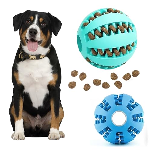 Gift COLL Futterball für Hunde, Puzzle, Zahnen und Kauen, 2 Größen, alle Rassengrößen (Medium und L, Blau & Grün Minze) von Generic