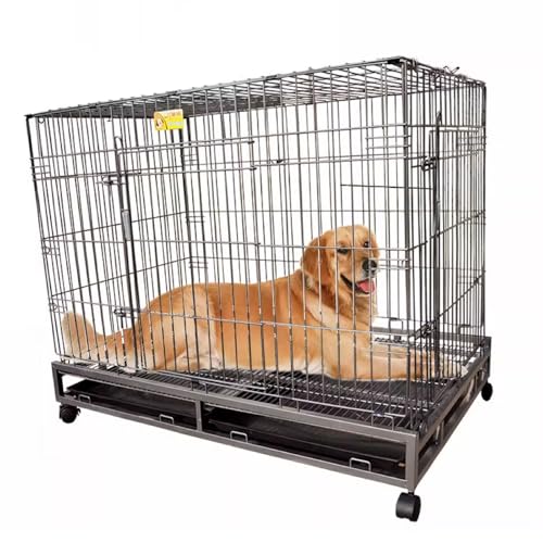 Gitterbox Hund Hundebox Große Hunde Hundetransportbox Faltbar Mit Abnehmbaren Rädern und 2 Türen Extragroßes Haustierhaus Metall Zwei Haken Oben von Generic