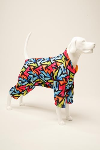 Graffiti-Hunde-Regenmantel – Wasserdichter 4-beiniger Hunde-Regenmantel, mit Baumwolle gefüttert, regenfeste Jacke für Herbst und Winter, kaltes Schnee-Wetter, Mantel mit Loch für die Leine für von Generic