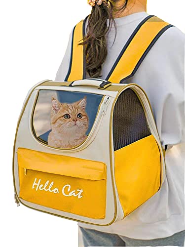 Größerer Katzen-Rucksack, Transporttasche für kleine Welpen und Katzen (gelb) von Generic
