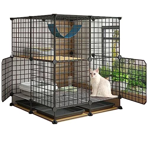 Große Katzenkäfig for Draußen Hergestellt aus Metall und PP-Harz, DIY，Großer Raum, Freie Aufteilung，Geeignet for Kätzchen, Kaninchen, Chinchillas, Hunde (Size : 75 * 75 * 84cm-A, Color : Type D) von Generic