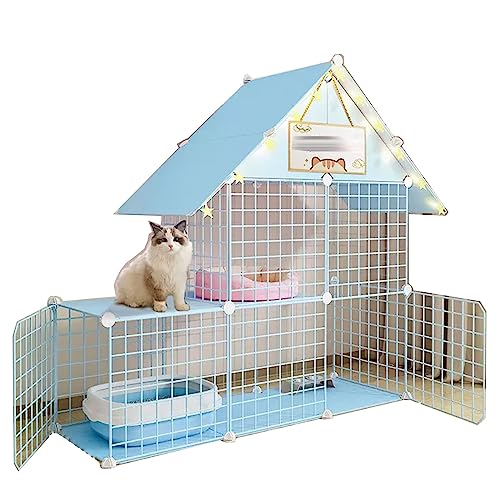 Große Katzenkäfig für Draußen aus Metall und Harz, Top-Speicher,Fußpolster aus Kunstharz, Kein Kneifen,Super Großer Raum Ist , Geeignet für Katzen, Hunde, Kaninchen ( Color : Blue , Size : 111*39*110C Große Katzenkäfig für Draußen aus Metall und Harz, Top-Speicher,Fußpolster aus Kunstharz, Kein Kneifen,Super Großer Raum Ist , Geeignet für Katzen, Hunde, Kaninchen ( Color : Blue , Size : 111*39*110C von Generic