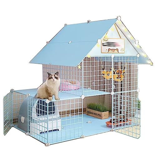 Große Katzenkäfig für Draußen aus Metall und Harz, Top-Speicher,Fußpolster aus Kunstharz, Kein Kneifen,Super Großer Raum Ist , Geeignet für Katzen, Hunde, Kaninchen ( Color : Blue , Size : 111*75*110C Große Katzenkäfig für Draußen aus Metall und Harz, Top-Speicher,Fußpolster aus Kunstharz, Kein Kneifen,Super Großer Raum Ist , Geeignet für Katzen, Hunde, Kaninchen ( Color : Blue , Size : 111*75*110C von Generic