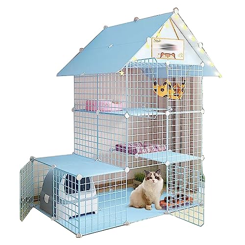 Große Katzenkäfig für Draußen aus Metall und Harz, Top-Speicher,Fußpolster aus Kunstharz, Kein Kneifen,Super Großer Raum Ist , Geeignet für Katzen, Hunde, Kaninchen ( Color : Blue , Size : 111*75*146C Große Katzenkäfig für Draußen aus Metall und Harz, Top-Speicher,Fußpolster aus Kunstharz, Kein Kneifen,Super Großer Raum Ist , Geeignet für Katzen, Hunde, Kaninchen ( Color : Blue , Size : 111*75*146C von Generic