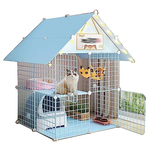 Große Katzenkäfig für Draußen aus Metall und Harz, Top-Speicher,Fußpolster aus Kunstharz, Kein Kneifen,Super Großer Raum Ist , Geeignet für Katzen, Hunde, Kaninchen ( Color : Blue , Size : 75*75*110CM Große Katzenkäfig für Draußen aus Metall und Harz, Top-Speicher,Fußpolster aus Kunstharz, Kein Kneifen,Super Großer Raum Ist , Geeignet für Katzen, Hunde, Kaninchen ( Color : Blue , Size : 75*75*110CM von Generic