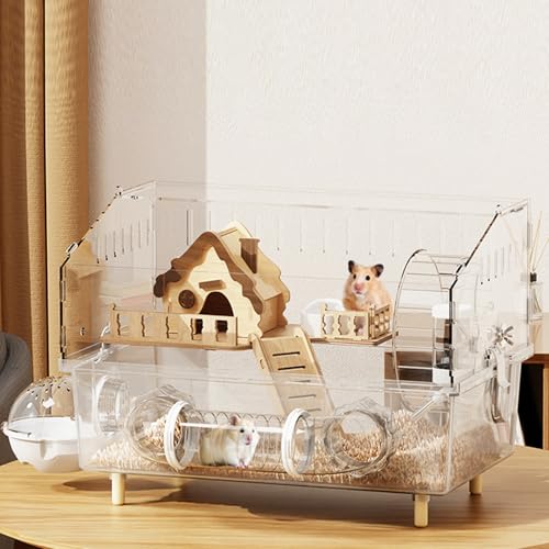 Großer Hamsterkäfig, 43,2 x 27,9 x 33 cm, Acryl-Lebensraum – mehrstöckiges Gehege für Zwerg-/Syrenhamster, Mäuse und Rennmäuse (Bungalows, 43,2 x 28,9 x 33,1 cm) von Generic