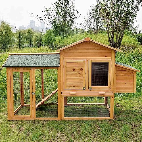 Großer Kaninchenkäfig mit wasserdichtem Deckel aus Holz Hühnerstall Entenhaus Außengehege Meerschweinchen Habitat mit ausziehbarem Tablett und Rampe von Generic