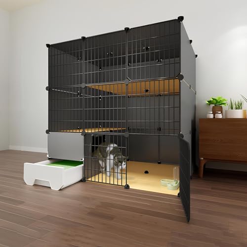 Großer Katzenkäfig, Katzenkäfige Für Den Innenbereich Mit Katzentoilette, Abnehmbare Haustierkäfige Für Katzen, wasserdichte, Stabile Plattform, (111 * 95 * 111cm/43.7 * 37.4 * 43.7in) von Generic