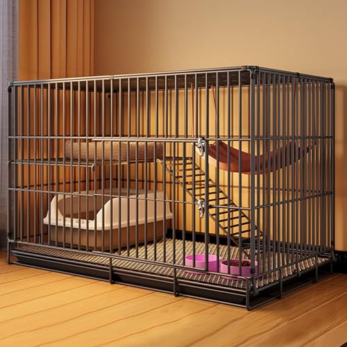 Großer Katzenkäfig für Den Innenbereich Katzenzaun mit Plattform Abnehmbare 2-stöckige Metalldrahthütten Laufstall für 1–3 Katzen Hase(Black,Medium) von Generic