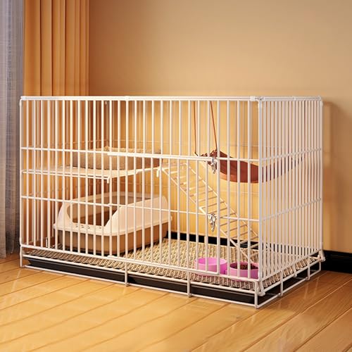 Großer Katzenkäfig für Den Innenbereich Katzenzaun mit Plattform Abnehmbare 2-stöckige Metalldrahthütten Laufstall für 1–3 Katzen Hase(White,X-Large) von Generic