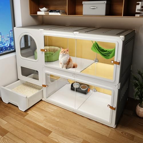 Großer Katzenkäfig für den Innenbereich, mit Katzentoilette, einfach zu installieren, für glückliche Katzen, kein Werkzeug erforderlich Großer Katzenkäfig für den Innenbereich, mit Katzentoilette, einfach zu installieren, für glückliche Katzen, kein Werkzeug erforderlich von Generic