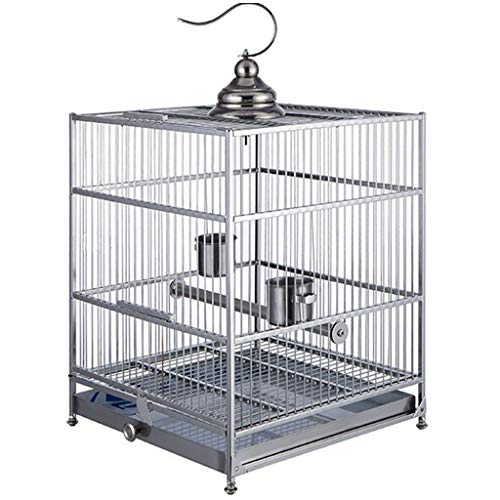 Großer Papageienkäfig Mit Haken, Einteiliger Vogelkäfig Aus Edelstahl 304, Herausnehmbare Schale Für Einfache Reinigung, Quadratische Vogelvoliere(Black-A) von Generic