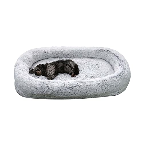 Großes Hundebett für Menschen - Orthopädisches Bett für Menschen, Familien & Haustiere - Waschbares Kunstfellbett für Mensch und Hund - Nickerchen BeanBag Hundebett von Generic