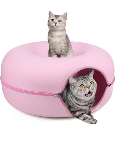 Großes Katzentunnelbett für Indoor-Katzen, Donut-Tunnel für Haustier-Katzenhaus, abnehmbarer, runder Katzenfilz und waschbarer Katzenspieltunnel, geeignet für mehrere Katzen, Katzenhöhle, für Katzen von Generic