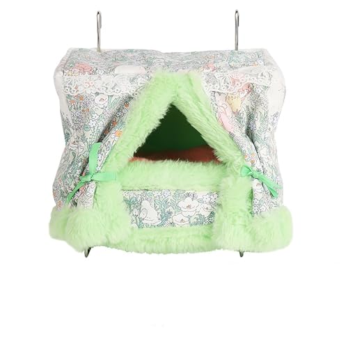 Hängematte Meerschweinchen – Baumwoll- und Edelstahl-Prinzessinnenbett zum Aufhängen, Ratten Zubehör Hängematte, Kuschelnest für Frettchen, Zuckersegler-Spielzeug und Käfigzubehör für(Green,Thick) von Generic