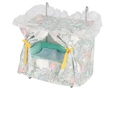 Hängematte Meerschweinchen – Baumwoll- und Edelstahl-Prinzessinnenbett zum Aufhängen, Ratten Zubehör Hängematte, Kuschelnest für Frettchen, Zuckersegler-Spielzeug und Käfigzubehör für(Green,Thin) von Generic