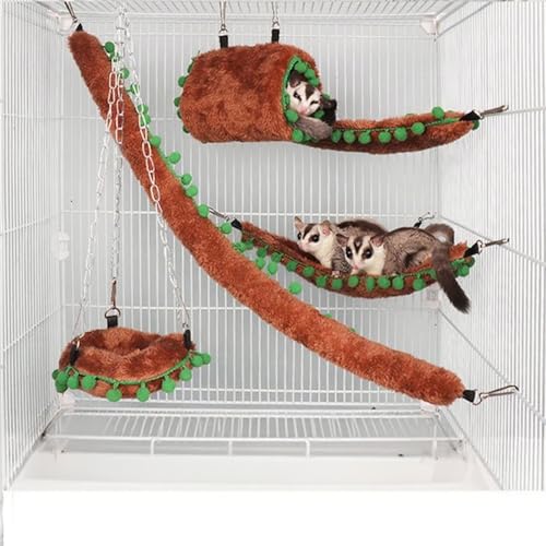 Hängematte Meerschweinchen – Dreieckiger Hängetunnel für Kleintiere, Ratten Zubehör Hängematte, Kuschelbett für Frettchen, Spielzeug & Käfigzubehör für Hamster, Chinchilla, Degus, Zuckersegler(Brown) von Generic