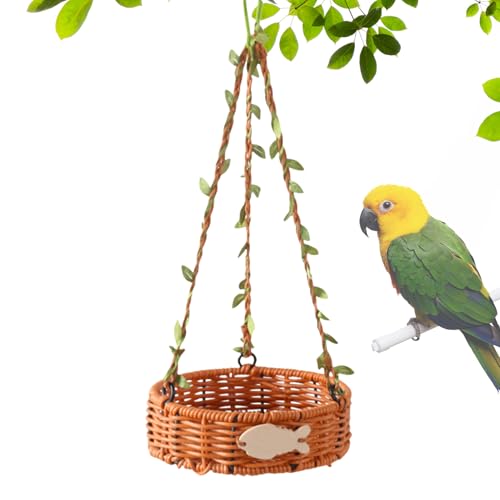 Hängematte für Vögel, Hängematte für Wellensittiche – handgeflochten, Vintage, aus künstlichem Rattan, leicht zu reinigen, für Frauen und Kokoriten, Schlafen, Rosicchien, Klettern, Futter Hängematte für Vögel, Hängematte für Wellensittiche – handgeflochten, Vintage, aus künstlichem Rattan, leicht zu reinigen, für Frauen und Kokoriten, Schlafen, Rosicchien, Klettern, Futter von Generic
