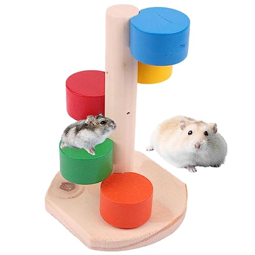 Hamster Holztreppe - Bunte Treppenplattform für Hamster Meerschweinchen Rennmaus,Kinderspielzeug, Regenbogen-Kletterleiter, Kleintier-Hamster-Spielzeug, lässig von Generic