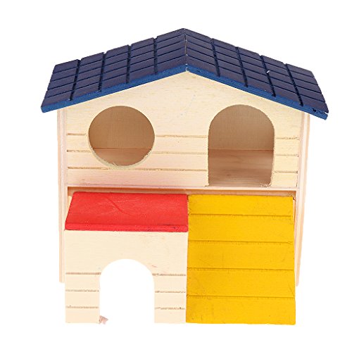 Hamster Maus Rennmäuse Doppelstock-Holzhaus Leiter Spielzeug Rundes Loch Durchmesser 4 cm von Generic