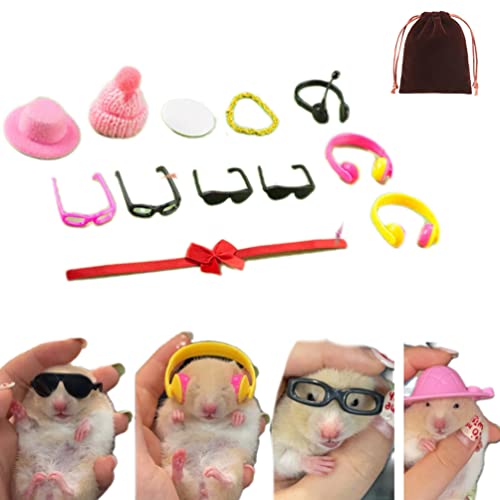 Hamster-Spielzeug-Set, kleine Mini-Tiere, Hamster, Sonnenbrille, Hut, Krone, Halskette, Fliege, Zylinderhut für Gummienten, Foto-Requisiten, Geburtstagsgeschenk, 12 Stück Hamster-Spielzeug-Set, kleine Mini-Tiere, Hamster, Sonnenbrille, Hut, Krone, Halskette, Fliege, Zylinderhut für Gummienten, Foto-Requisiten, Geburtstagsgeschenk, 12 Stück von Generic
