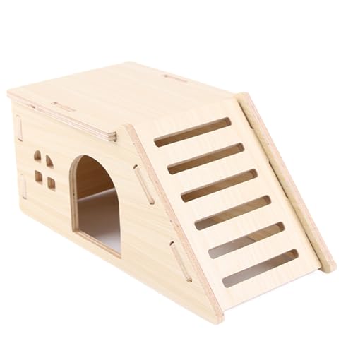 Hamster Versteck - Hamsterhaus | Hamster verstecken | Hölzerne Hamster Cage | Fluchtdichtes Holzmäusekäfig mit Kletterleiter | Interaktive Langeweile Spielzeug für Futter-, Ruhe- und Spielübung von Generic