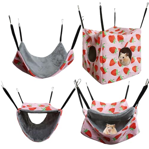 Hamsterhängebett | 4 Stück atmungsaktive Tunnelhängematte für Frettchen | Rutschfestes Haus zum Schlafen von Chinchillas, Eichhörnchen und Hamstern von Generic