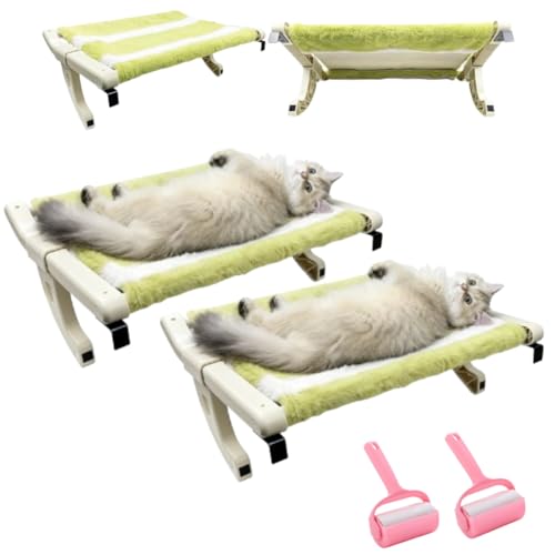 Hanging Cat Bed,Strong Support Cat Bedside Hammock & Window Hammock,No Drilling Cats Hammock Bed Window Perch with Removable Pad,Plush Fleece Comfort Lounge Sleeper for Indoor Cats (2Pcs) von Generic