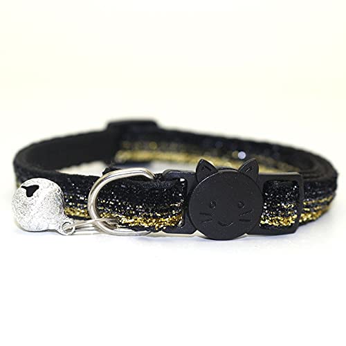 Haustier-Halskette, niedliches Kätzchen-Halsband mit Glocke, Katzenzubehör, 8 Farben, für Katzen, Hundehalsband, Leinen, Katzenzubehör (schwarz) von Generic