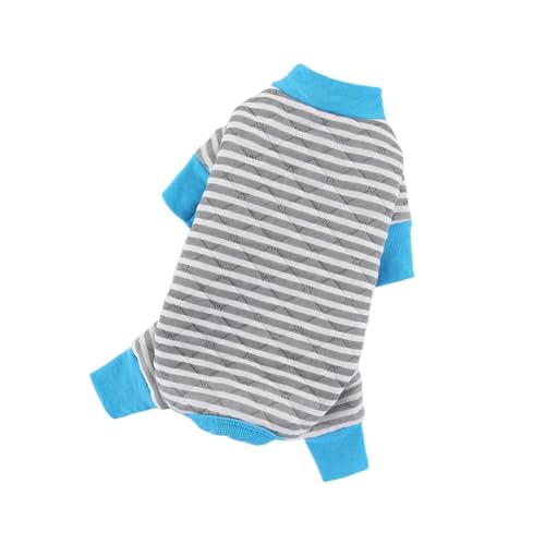 Haustier-Hunde-Pyjama, weicher Baumwoll-Hemd-Overall, gestreift, Overall, Hunde- und Katzen-Streifenkleidung, Bequeme Kleidung zum Spielen und Schlafen Wasserdichter Hunderegenmantel (Grey, M) von Generic