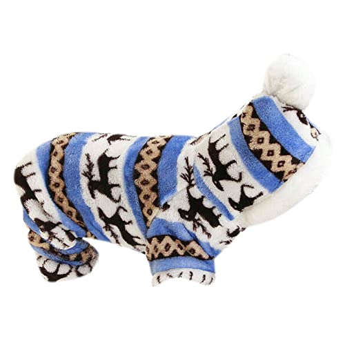 Haustier Hundekleidung Mantel wojonifuiliy01 Haustier Hund Mode Winter Warme Kleidung Pyjama Weiche Baumwolle Welpen Teddy Katze Nachtwäsche Mantel (Blue, S) von Generic