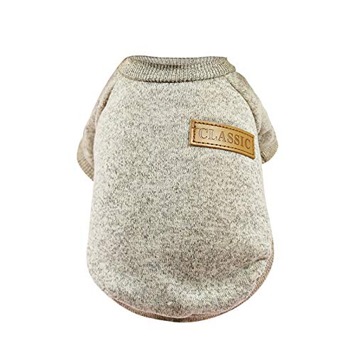 Haustier-Hundewelpen-klassischer Pullover-Fleece-Pullover-Kleidung-Warmer Pullover-Winter Hundepulli Bulldogge (Beige, M) von Generic