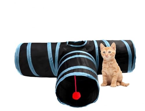 Haustier-Katzentunnel-Spielzeug, 3-Wege-Klappbar, Tunnel für Indoor-Katzen, gelangweiltes Guckloch, Spielzeug, Ball, Katze, Welpen, Kätzchen, Kaninchen von Generic