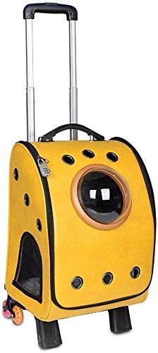 Haustier-Reise-KinderwagenHaustier-Trolley-Koffer Haustier-Tragetaschen-Rucksack, Reise-tragbarer verstellbarer Teleskopgriff Hundetransportbox-Tasche (Farbe: Gelb) von Generic