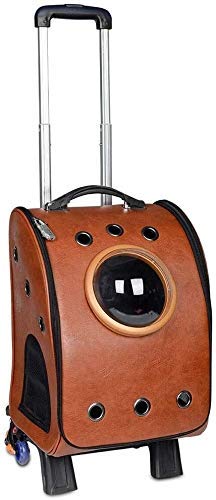 Haustier-Reise-KinderwagenHaustier-Trolley-Koffer Haustier-Transport-Rucksack, Reise-tragbarer verstellbarer Teleskopgriff Hundetransportbox-Tasche (Farbe: Braun) von Generic