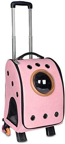 Haustier-Reise-KinderwagenHaustier-Trolley-Koffer Haustier-Transport-Rucksack, Reise-tragbarer verstellbarer Teleskopgriff Hundetransportbox-Tasche (Farbe: Rosa) von Generic