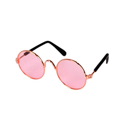 Haustierbrille Sonnenbrille Retro Runde Sonnenbrille PET-Sonnenbrille PET liefert reflektierende Linse, geeignet für kleine Katzen und Hunde Pet-Foto-Requisiten (Color : Pink) von Generic