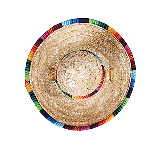 Haustierhüte 1 STÜCK Pet Stroh mexikanischer Hut Verstellbarer Hundeschnalle Multicolor Pet Strohhund Sommer Katze Hüte für Haustiere Zubehör (Color : M, Size : Estados Unidos) von Generic