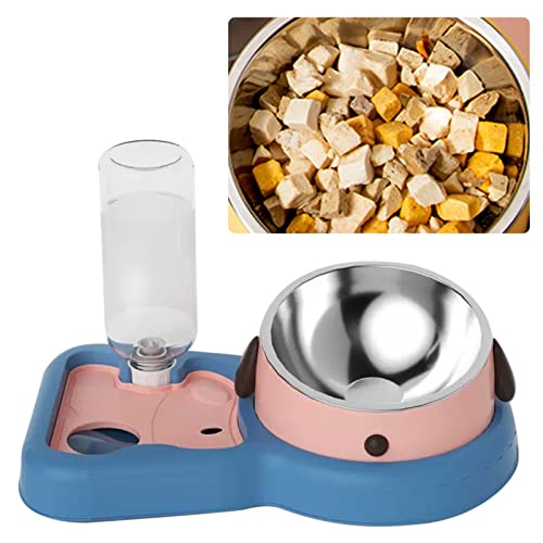 Haustierwasserfutterschale, Uhr Design Safer Schwerkraft Siphon 500 Ml Doppelhundkatze Schalen für Haustierversorgungen (Rosa 500 ml) von Generic
