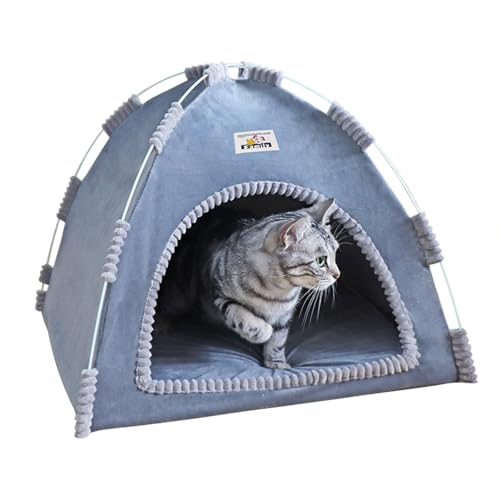 Haustierzelt für drinnen und draußen, tragbar, einfache Montage, Katzenbett, Höhle mit warmer und gemütlicher Unterlage, leicht, langlebig, waschbar, Unterschlupf für Katzen, kleine Hunde, Welpen und von Generic