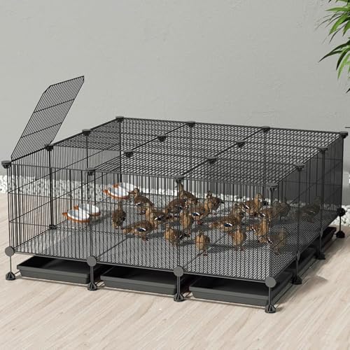 Hühnerauslauf Begehbar Verschlüsselter Hühnerstall Aus Metall Assemblage Gratuit Différentes Tailles Kleiner Tierhauszaun Avec Plateau Et Tapis De Cryptage(Black,111 * 111 * 48CM) von Generic