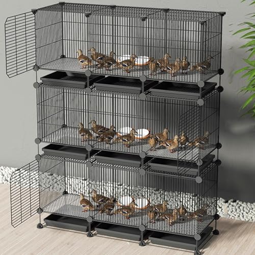 Hühnerauslauf Begehbar Verschlüsselter Hühnerstall Aus Metall Assemblage Gratuit Différentes Tailles Kleiner Tierhauszaun Avec Plateau Et Tapis De Cryptage(Black,111 * 39 * 130CM) von Generic