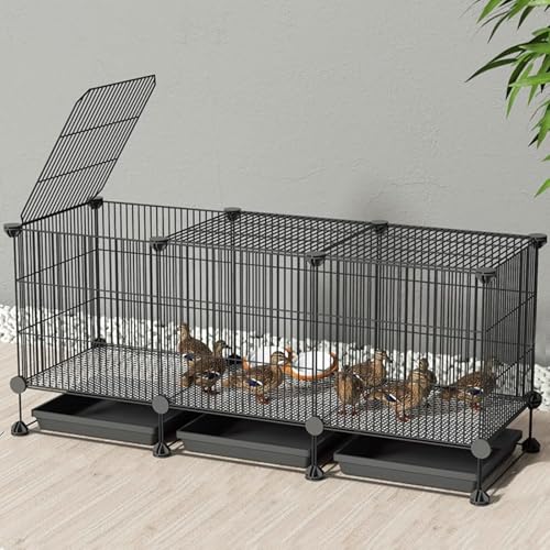 Hühnerauslauf Begehbar Verschlüsselter Hühnerstall Aus Metall Assemblage Gratuit Différentes Tailles Kleiner Tierhauszaun Avec Plateau Et Tapis De Cryptage(Black,111 * 39 * 48CM) von Generic
