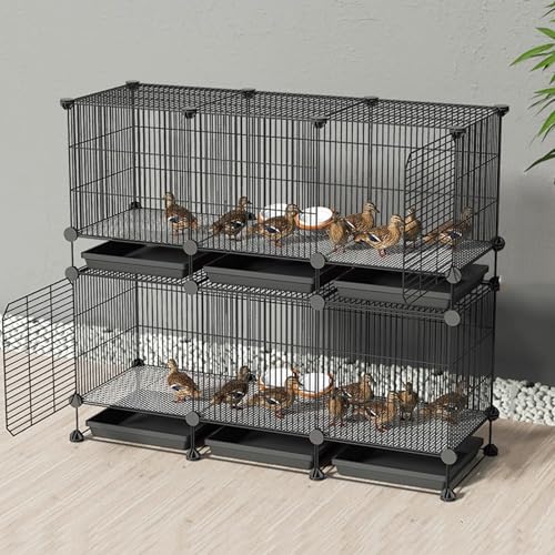 Hühnerauslauf Begehbar Verschlüsselter Hühnerstall Aus Metall Assemblage Gratuit Différentes Tailles Kleiner Tierhauszaun Avec Plateau Et Tapis De Cryptage(Black,111 * 39 * 94CM) von Generic