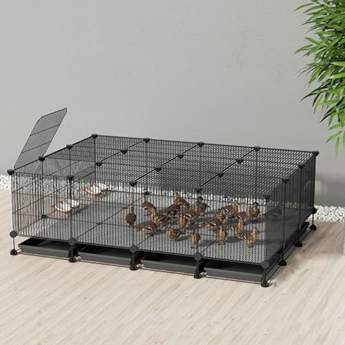 Hühnerauslauf Begehbar Verschlüsselter Hühnerstall Aus Metall Assemblage Gratuit Différentes Tailles Kleiner Tierhauszaun Avec Plateau Et Tapis De Cryptage(Black,147 * 111 * 48CM) von Generic