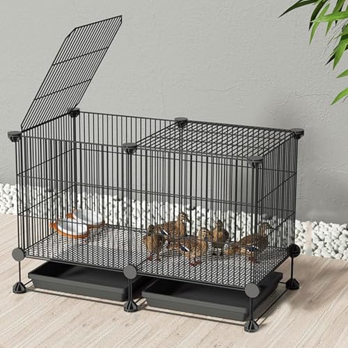 Hühnerauslauf Begehbar Verschlüsselter Hühnerstall Aus Metall Assemblage Gratuit Différentes Tailles Kleiner Tierhauszaun Avec Plateau Et Tapis De Cryptage(Black,75 * 39 * 48CM) von Generic
