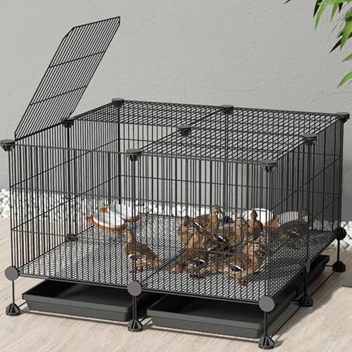 Hühnerauslauf Begehbar Verschlüsselter Hühnerstall Aus Metall Assemblage Gratuit Différentes Tailles Kleiner Tierhauszaun Avec Plateau Et Tapis De Cryptage(Black,75 * 75 * 48CM) von Generic