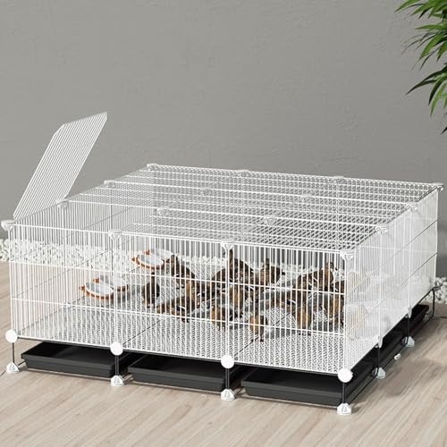 Hühnerauslauf Begehbar Verschlüsselter Hühnerstall Aus Metall Assemblage Gratuit Différentes Tailles Kleiner Tierhauszaun Avec Plateau Et Tapis De Cryptage(White,111 * 111 * 48CM) von Generic