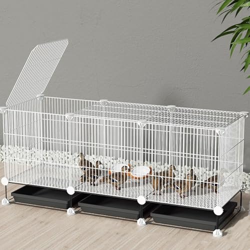 Hühnerauslauf Begehbar Verschlüsselter Hühnerstall Aus Metall Assemblage Gratuit Différentes Tailles Kleiner Tierhauszaun Avec Plateau Et Tapis De Cryptage(White,111 * 39 * 48CM) von Generic