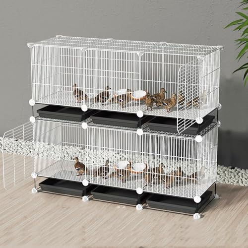 Hühnerauslauf Begehbar Verschlüsselter Hühnerstall Aus Metall Assemblage Gratuit Différentes Tailles Kleiner Tierhauszaun Avec Plateau Et Tapis De Cryptage(White,111 * 39 * 94CM) von Generic